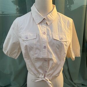 Allegra K Cream Button-Down Shirt
